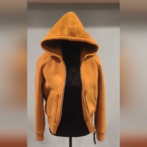 Coach 1941 Suede Shearling Hoodie Bomber Jacket 6